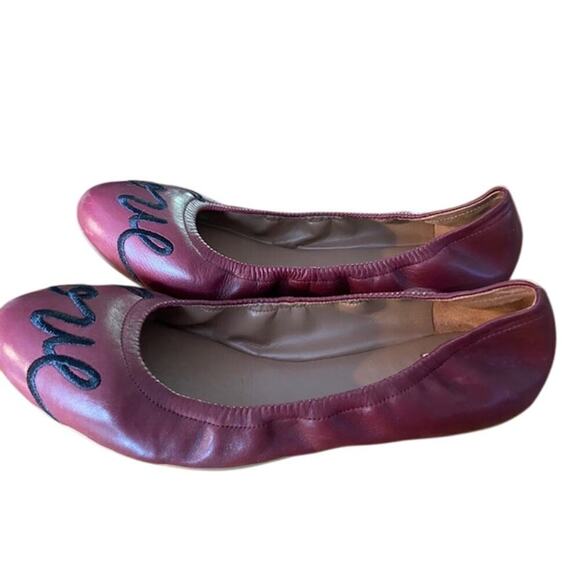 Ellen Degeneres Langston Wine Leather Love Slip On Ballet Flats Women’s Sz 9.5 - Picture 5 of 8
